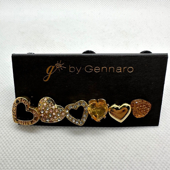 Gennaro Jewelry - G by Gennaro Lot of 6 Single Stud Earrings Gold Tone Yellow Stone Heart Love